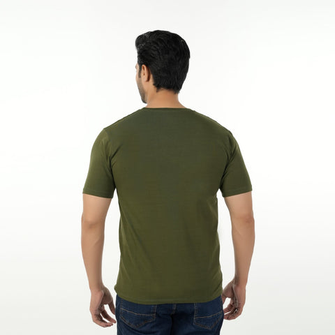 Men's Eminent Round Neck Half Sleeves Printed T-Shirt - Olive Green, Men's T-Shirts & Polos, Eminent, Chase Value