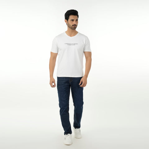 Eminent Men's Round Neck Half Sleeves Printed T Shirt - Off White, Men's T-Shirts & Polos, Eminent, Chase Value