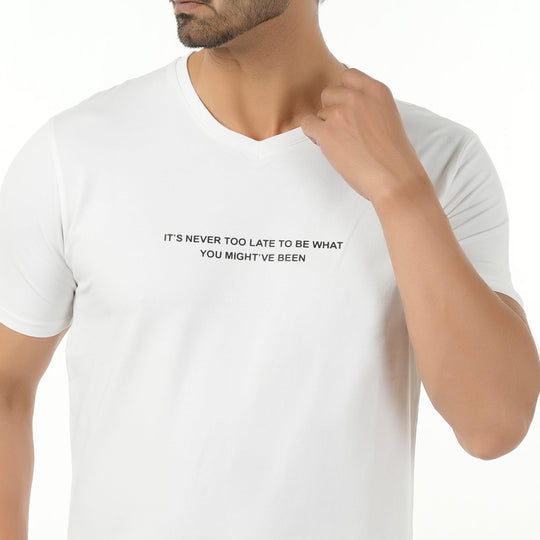 Eminent Men's Round Neck Half Sleeves Printed T Shirt - Off White, Men's T-Shirts & Polos, Eminent, Chase Value