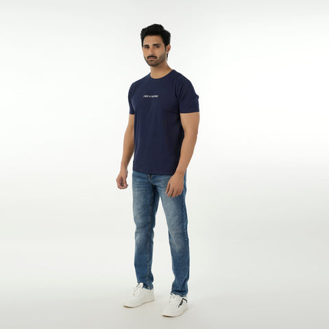 Men's Eminent Round Neck Half Sleeves Printed T-Shirt - Navy Blue, Men's T-Shirts & Polos, Eminent, Chase Value