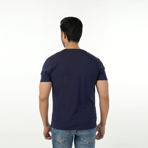 Men's Eminent Round Neck Half Sleeves Printed T-Shirt - Navy Blue, Men's T-Shirts & Polos, Eminent, Chase Value