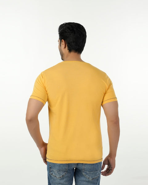 Eminent Men's Round Neck Half Sleeves Printed T-Shirt - Yellow, Men's T-Shirts & Polos, Eminent, Chase Value