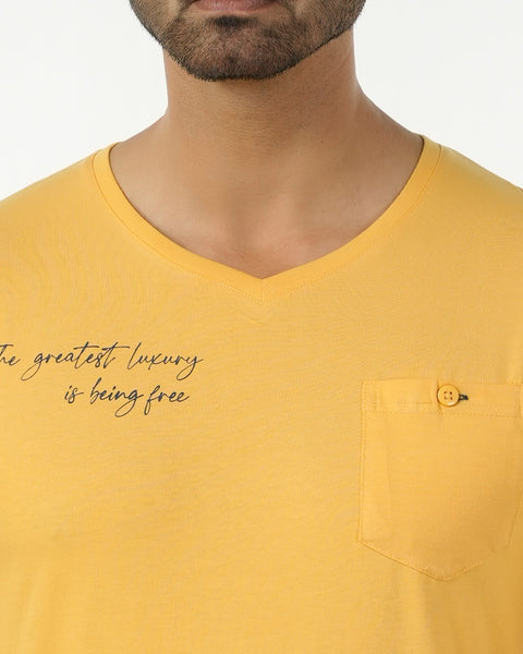 Eminent Men's Round Neck Half Sleeves Printed T-Shirt - Yellow, Men's T-Shirts & Polos, Eminent, Chase Value