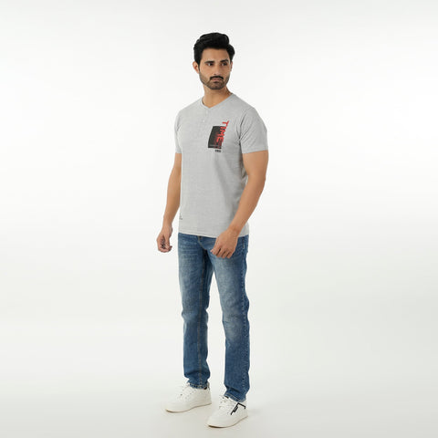 Eminent Men's Round Neck Half Sleeves Printed T-Shirt - Ash Grey, Men's T-Shirts & Polos, Eminent, Chase Value