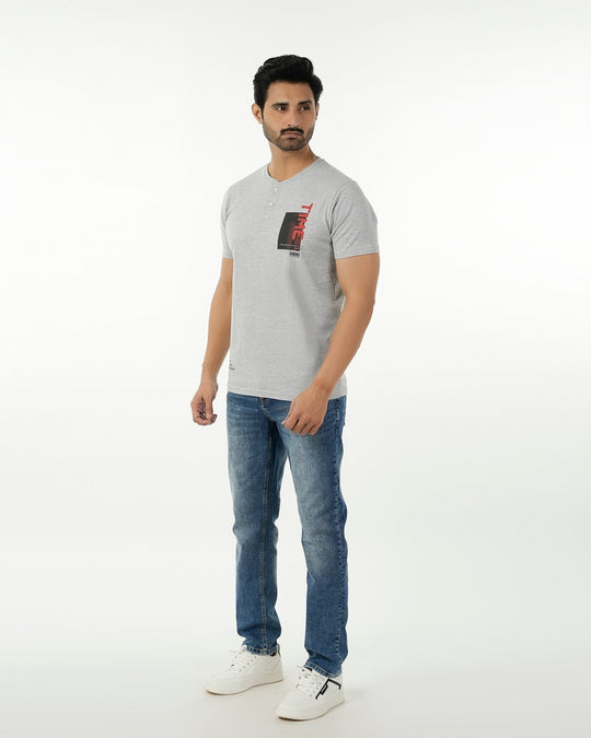 Eminent Men's Round Neck Half Sleeves Printed T-Shirt - Ash Grey, Men's T-Shirts & Polos, Eminent, Chase Value