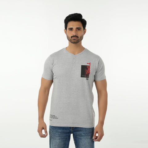 Eminent Men's Round Neck Half Sleeves Printed T-Shirt - Ash Grey, Men's T-Shirts & Polos, Eminent, Chase Value