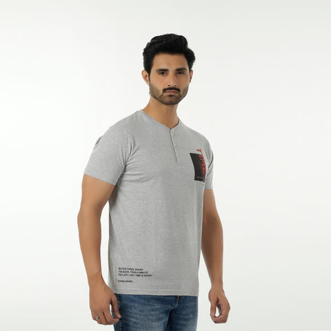 Eminent Men's Round Neck Half Sleeves Printed T-Shirt - Ash Grey, Men's T-Shirts & Polos, Eminent, Chase Value
