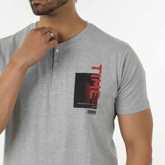 Eminent Men's Round Neck Half Sleeves Printed T-Shirt - Ash Grey, Men's T-Shirts & Polos, Eminent, Chase Value
