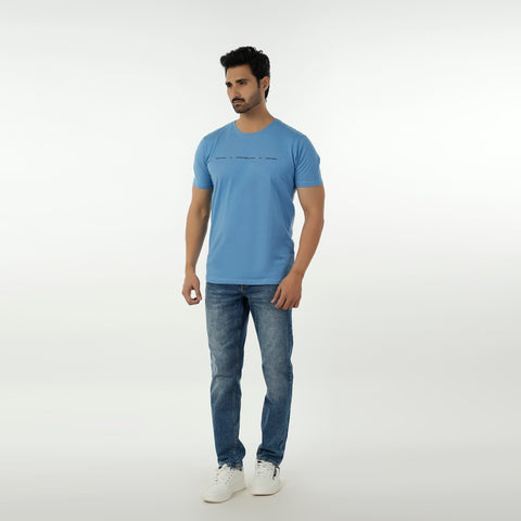Eminent Men's Round Neck Half Sleeves Printed T-Shirt - Powder Blue, Men's T-Shirts & Polos, Eminent, Chase Value