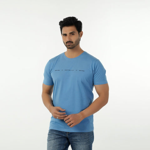 Eminent Men's Round Neck Half Sleeves Printed T-Shirt - Powder Blue, Men's T-Shirts & Polos, Eminent, Chase Value