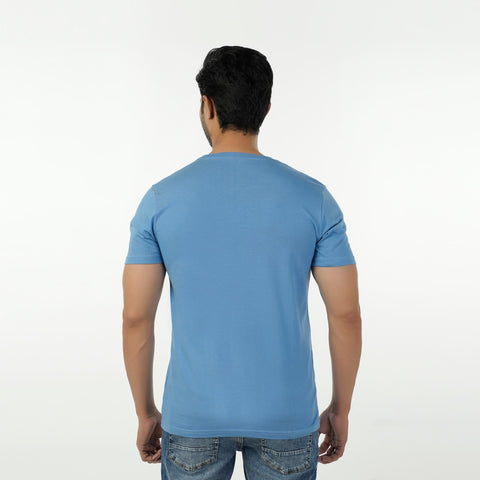 Eminent Men's Round Neck Half Sleeves Printed T-Shirt - Powder Blue, Men's T-Shirts & Polos, Eminent, Chase Value
