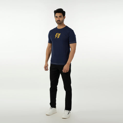 Eminent Men's Round Neck Half Sleeves Printed T-Shirt - Navy Blue, Men's T-Shirts & Polos, Eminent, Chase Value