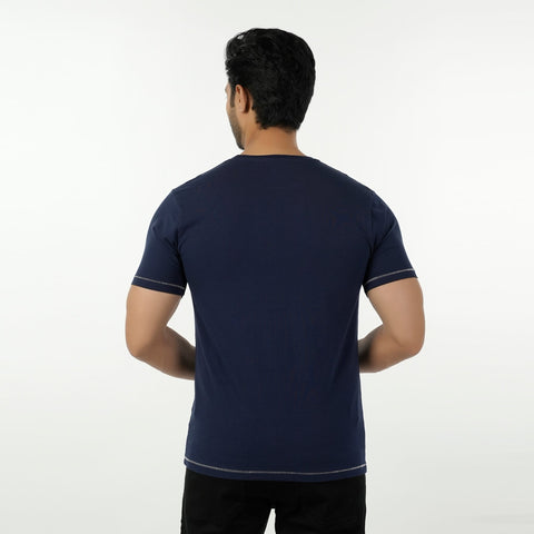 Eminent Men's Round Neck Half Sleeves Printed T-Shirt - Navy Blue, Men's T-Shirts & Polos, Eminent, Chase Value