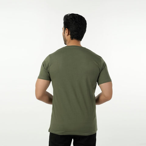 Eminent Men's Round Neck Half Sleeves Printed T-Shirt - Olive Green, Men's T-Shirts & Polos, Eminent, Chase Value