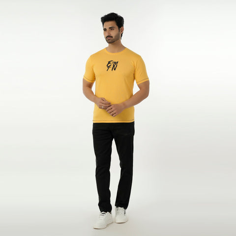 Eminent Men's Round Neck Half Sleeves Printed T-Shirt - Yellow, Men's T-Shirts & Polos, Eminent, Chase Value