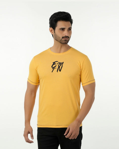 Eminent Men's Round Neck Half Sleeves Printed T-Shirt - Yellow, Men's T-Shirts & Polos, Eminent, Chase Value
