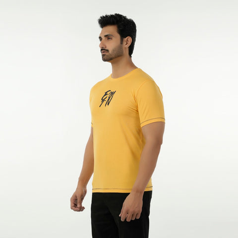Eminent Men's Round Neck Half Sleeves Printed T-Shirt - Yellow, Men's T-Shirts & Polos, Eminent, Chase Value