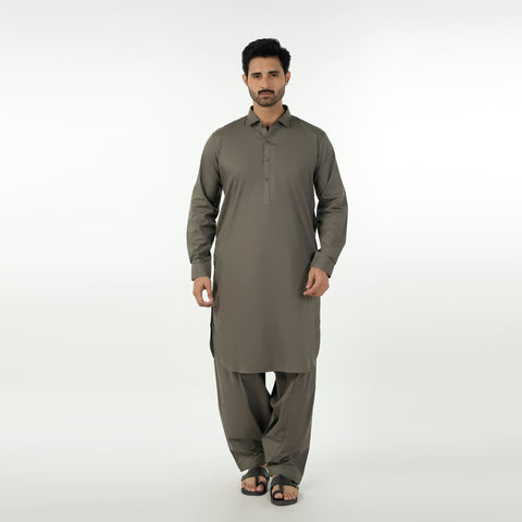 Eminent Men's Trim Fit Shalwar Suit Plain - Olive, Men's Shalwar Kameez, Eminent, Chase Value