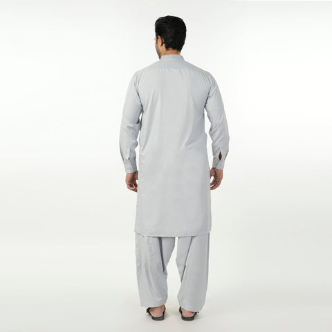 Eminent Men's Embroidered Kurta Shalwar Suit - Silver, Men's Shalwar Kameez, Eminent, Chase Value