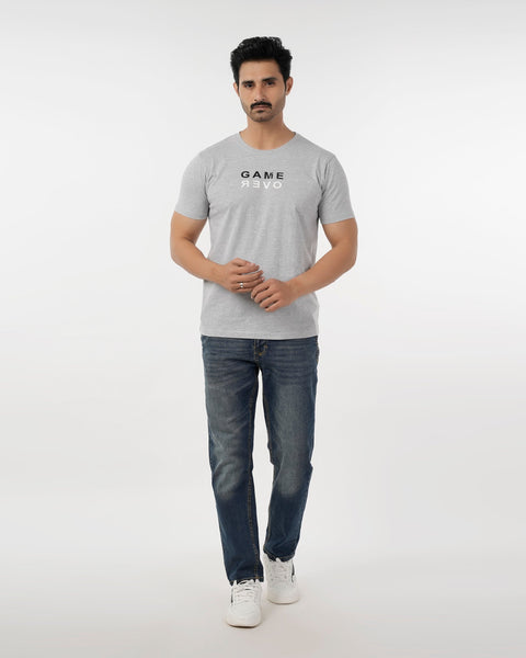 Eminent Men's Round Neck Half Sleeves Printed T-Shirt - Ash Grey, Men's T-Shirts & Polos, Eminent, Chase Value