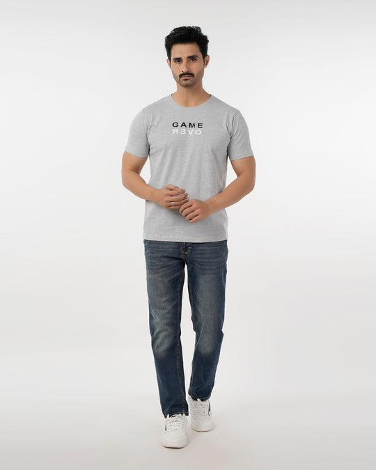 Eminent Men's Round Neck Half Sleeves Printed T-Shirt - Ash Grey, Men's T-Shirts & Polos, Eminent, Chase Value