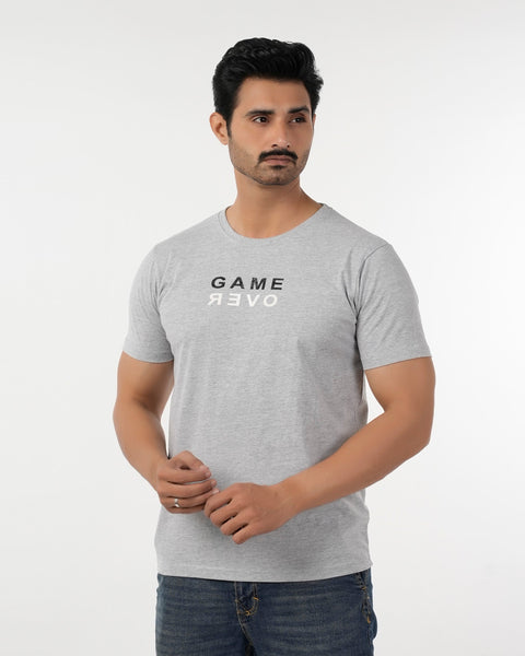 Eminent Men's Round Neck Half Sleeves Printed T-Shirt - Ash Grey, Men's T-Shirts & Polos, Eminent, Chase Value