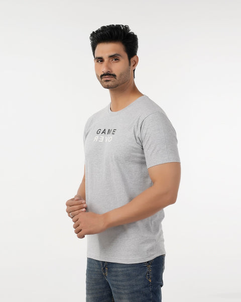 Eminent Men's Round Neck Half Sleeves Printed T-Shirt - Ash Grey, Men's T-Shirts & Polos, Eminent, Chase Value