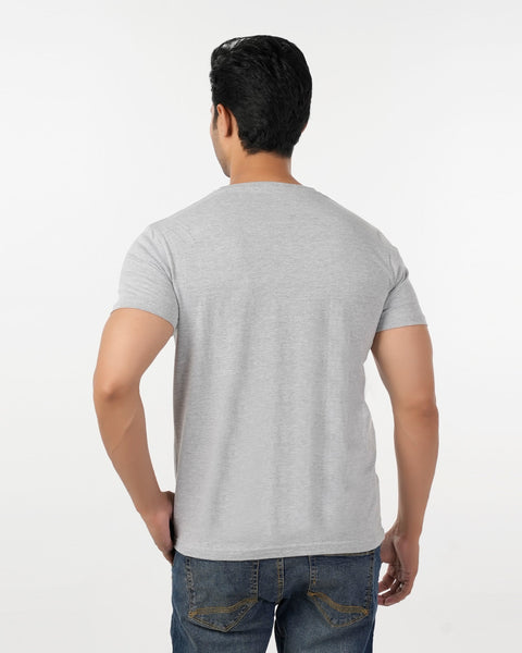 Eminent Men's Round Neck Half Sleeves Printed T-Shirt - Ash Grey, Men's T-Shirts & Polos, Eminent, Chase Value