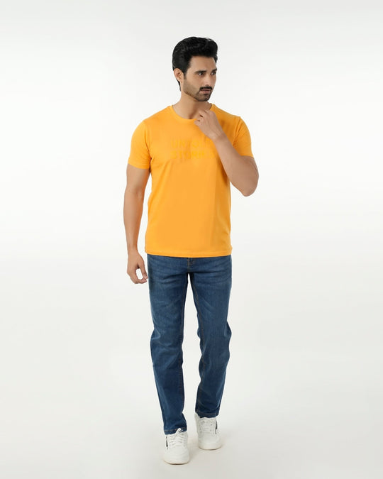 Eminent Men's Round Neck Half Sleeves Printed T-Shirt - Yellow, Men's T-Shirts & Polos, Eminent, Chase Value