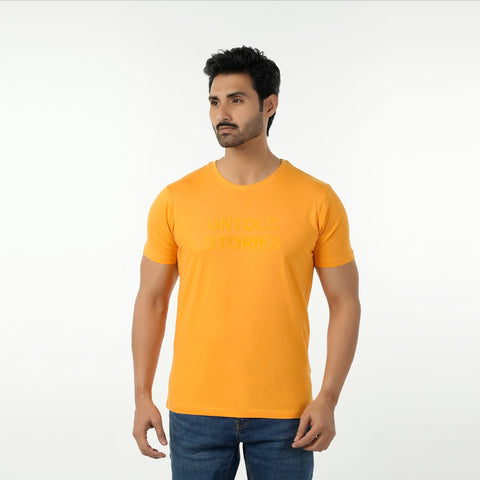 Eminent Men's Round Neck Half Sleeves Printed T-Shirt - Yellow, Men's T-Shirts & Polos, Eminent, Chase Value