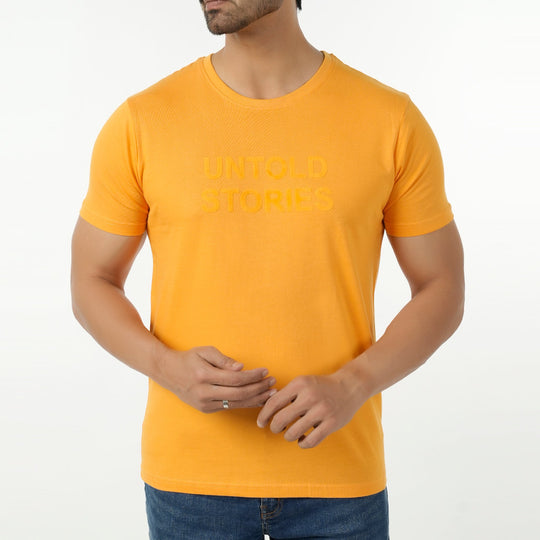 Eminent Men's Round Neck Half Sleeves Printed T-Shirt - Yellow, Men's T-Shirts & Polos, Eminent, Chase Value