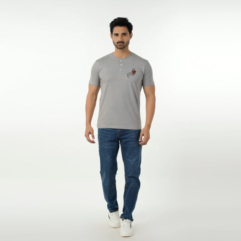 Eminent Men's Round Neck Half Sleeves Printed T-Shirt - Frost Grey, Men's T-Shirts & Polos, Eminent, Chase Value