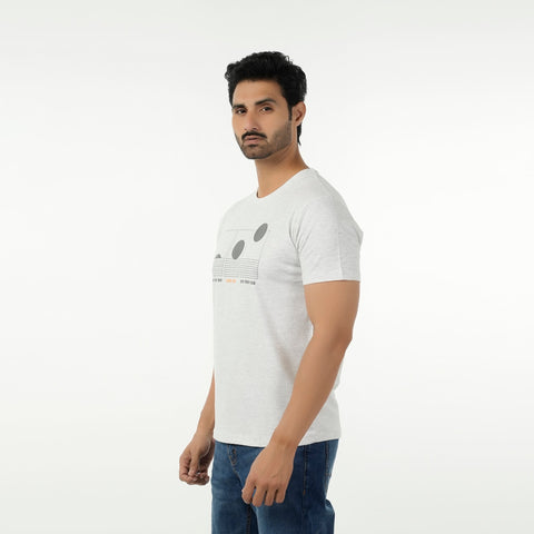 Eminent Men's Round Neck Half Sleeves Printed T-Shirt - Oatmeal, Men's T-Shirts & Polos, Eminent, Chase Value