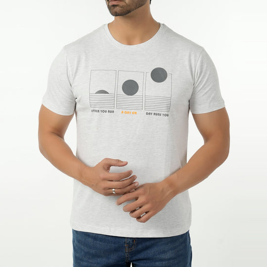 Eminent Men's Round Neck Half Sleeves Printed T-Shirt - Oatmeal, Men's T-Shirts & Polos, Eminent, Chase Value