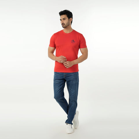 Eminent Men's Round Neck Half Sleeves Printed T-Shirt - Samba Red, Men's T-Shirts & Polos, Eminent, Chase Value