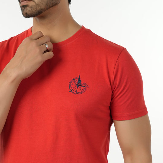 Eminent Men's Round Neck Half Sleeves Printed T-Shirt - Samba Red, Men's T-Shirts & Polos, Eminent, Chase Value