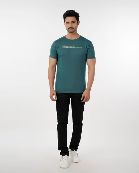 Eminent Men's Round Neck Half Sleeves Printed T-Shirt - Green, Men's T-Shirts & Polos, Eminent, Chase Value