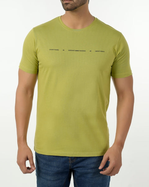 Eminent Men's Round Neck Half Sleeves Printed T-Shirt - Green, Men's T-Shirts & Polos, Eminent, Chase Value