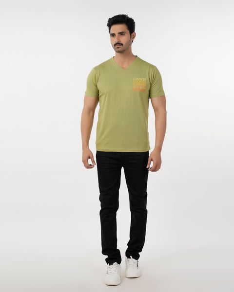 Eminent Men's Round Neck Half Sleeves Printed T-Shirt - Spinach Green, Men's T-Shirts & Polos, Eminent, Chase Value