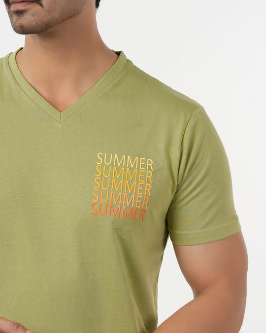 Eminent Men's Round Neck Half Sleeves Printed T-Shirt - Spinach Green, Men's T-Shirts & Polos, Eminent, Chase Value