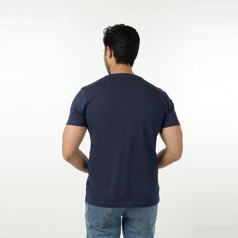 Eminent Men's Round Neck Half Sleeves Printed T-Shirt - Mid Blue, Men's T-Shirts & Polos, Eminent, Chase Value