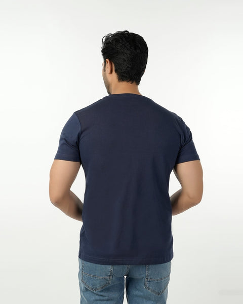 Eminent Men's Round Neck Half Sleeves Printed T-Shirt - Mid Blue, Men's T-Shirts & Polos, Eminent, Chase Value