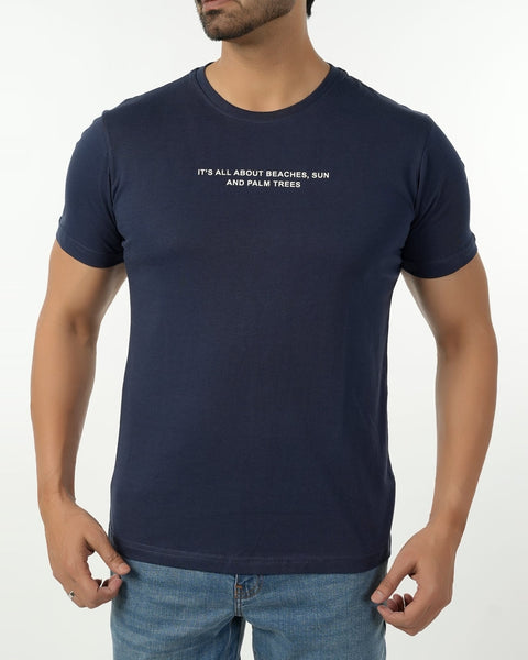 Eminent Men's Round Neck Half Sleeves Printed T-Shirt - Mid Blue, Men's T-Shirts & Polos, Eminent, Chase Value