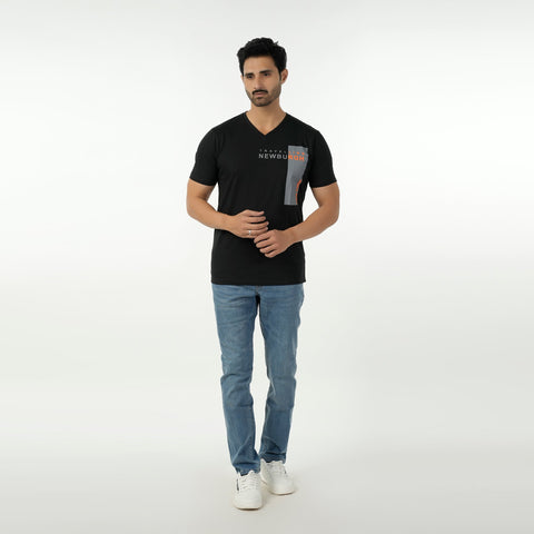 Eminent Men's Round Neck Half Sleeves Printed T-Shirt - Black, Men's T-Shirts & Polos, Eminent, Chase Value