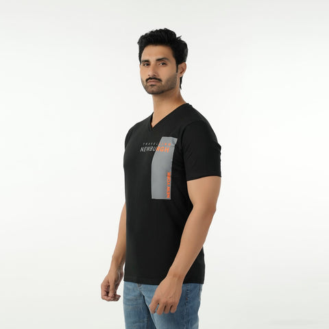 Eminent Men's Round Neck Half Sleeves Printed T-Shirt - Black, Men's T-Shirts & Polos, Eminent, Chase Value