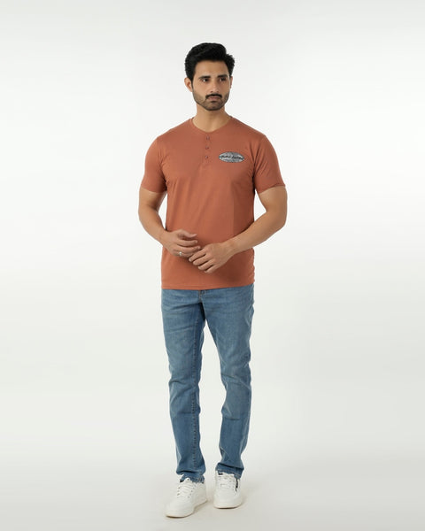 Eminent Men's Round Neck Half Sleeves Printed T-Shirt - Brown, Men's T-Shirts & Polos, Eminent, Chase Value