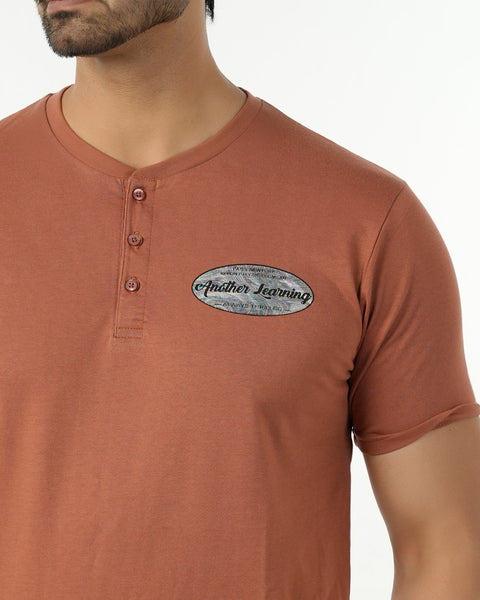 Eminent Men's Round Neck Half Sleeves Printed T-Shirt - Brown, Men's T-Shirts & Polos, Eminent, Chase Value