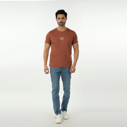 Eminent Men's Round Neck Half Sleeves Printed T-Shirt - Brown, Men's T-Shirts & Polos, Eminent, Chase Value