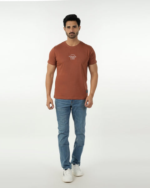 Eminent Men's Round Neck Half Sleeves Printed T-Shirt - Brown, Men's T-Shirts & Polos, Eminent, Chase Value