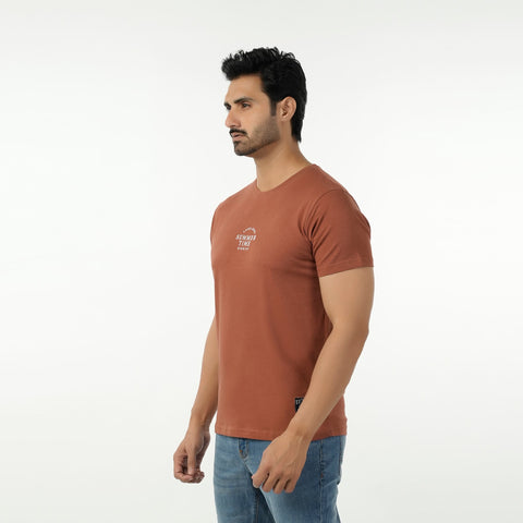 Eminent Men's Round Neck Half Sleeves Printed T-Shirt - Brown, Men's T-Shirts & Polos, Eminent, Chase Value